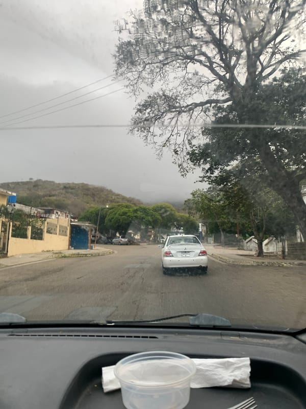 Passenger view captured on La Asuncion street, Venezuela