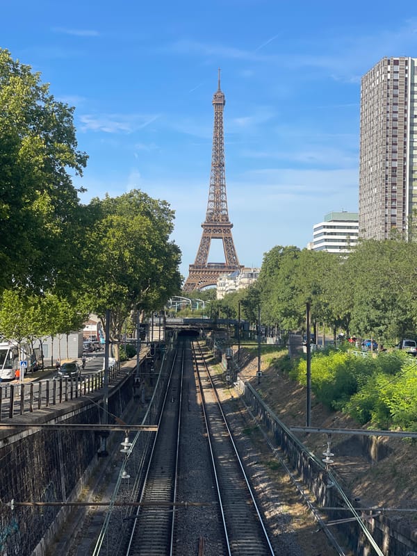 Sunny afternoon along the Seine, Eiffel Tower and Île aux Cygnes