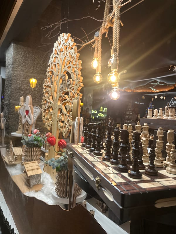 Chess sets and bar vibes in Prague on a summer evening