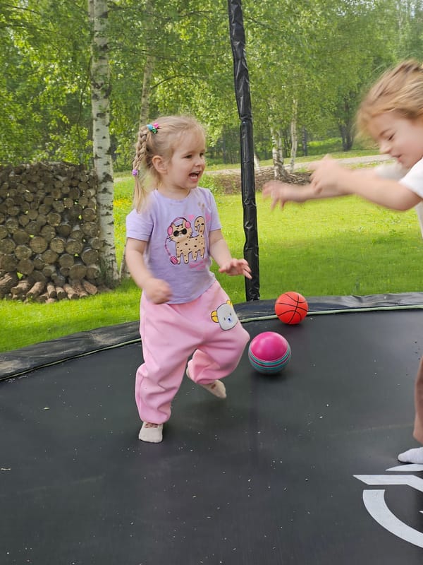 Family backyard moments captured in Мышкино, Russia morning