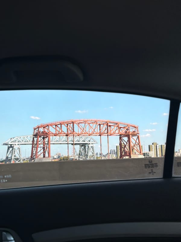 Nicolás Avellaneda Bridge captured from vehicle in Buenos Aires