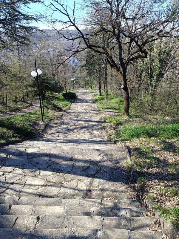 Stone steps pathway documented in Veliko Tarnovo, Bulgaria