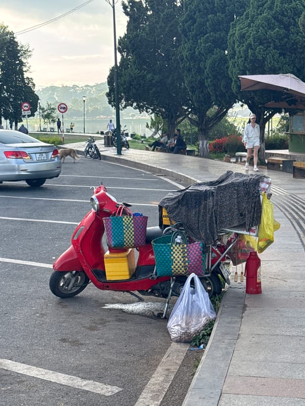 Evening life unfolds around Da Lat's lakefront district