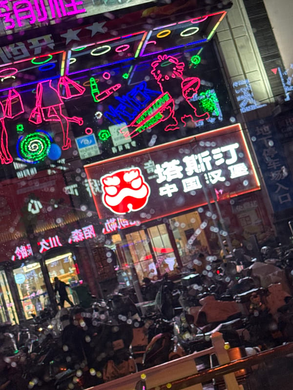Neon signs illuminate Linghe district in daytime documentation