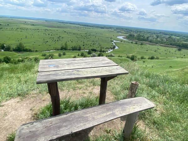 Witness documents scenic overlook of Ukrainian countryside near Ustyvytsia