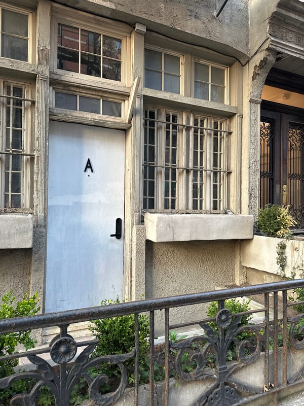 NYC residents photograph neighborhood buildings on late evening walk