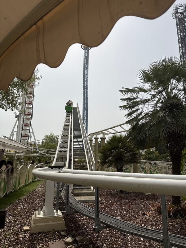Roller coaster operates at Luna Gal amusement park, Tel Aviv