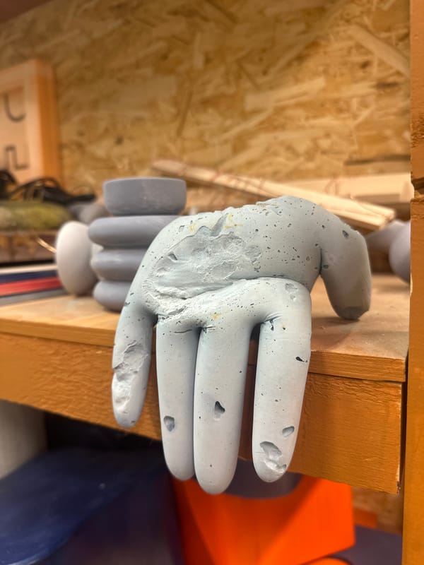 Woodworking project with concrete sculptures documented in Moscow