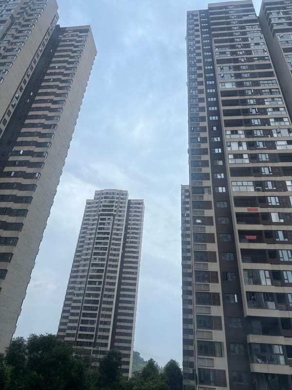 Inside and outside a Chongqing high-rise residential complex