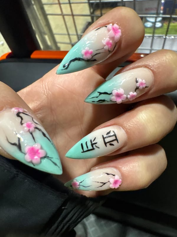 Elaborate nail art designs photographed in Kettering