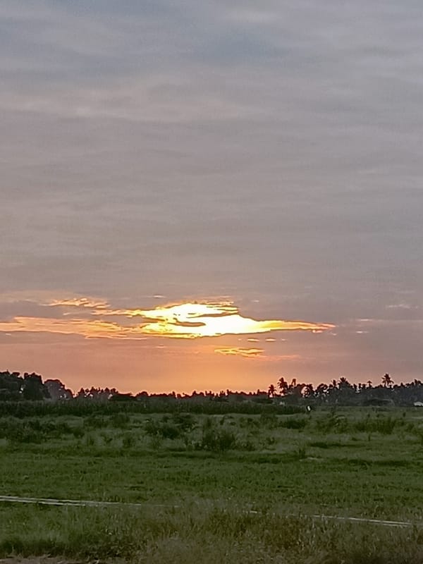 Sunset over rural Aceh villages, golden hour from multiple angles