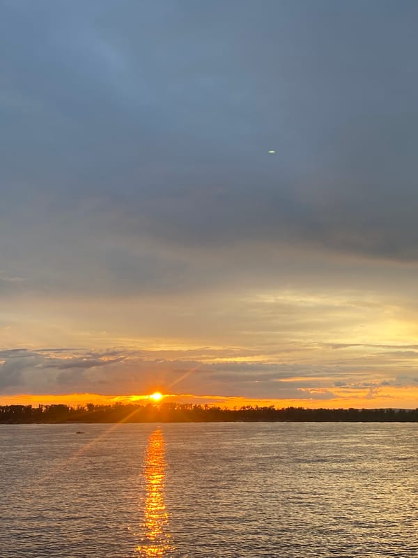 Volga River sunset, Novokuybyshevsk, midsummer evening