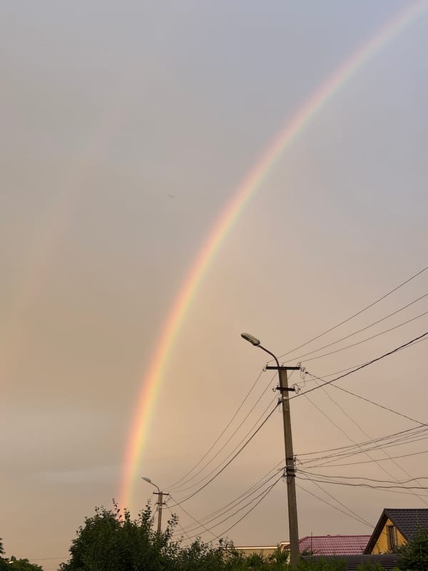 Double rainbow over Stavropol on a hazy summer evening