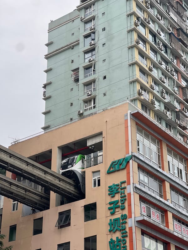Early morning activity captured at Chongqing's building-integrated train station