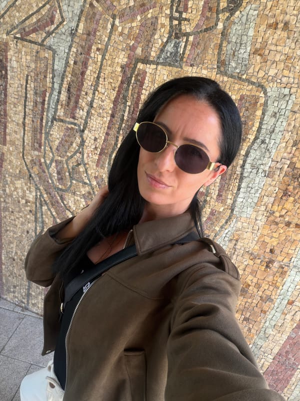 Woman photographs herself at multiple indoor locations in Pleven