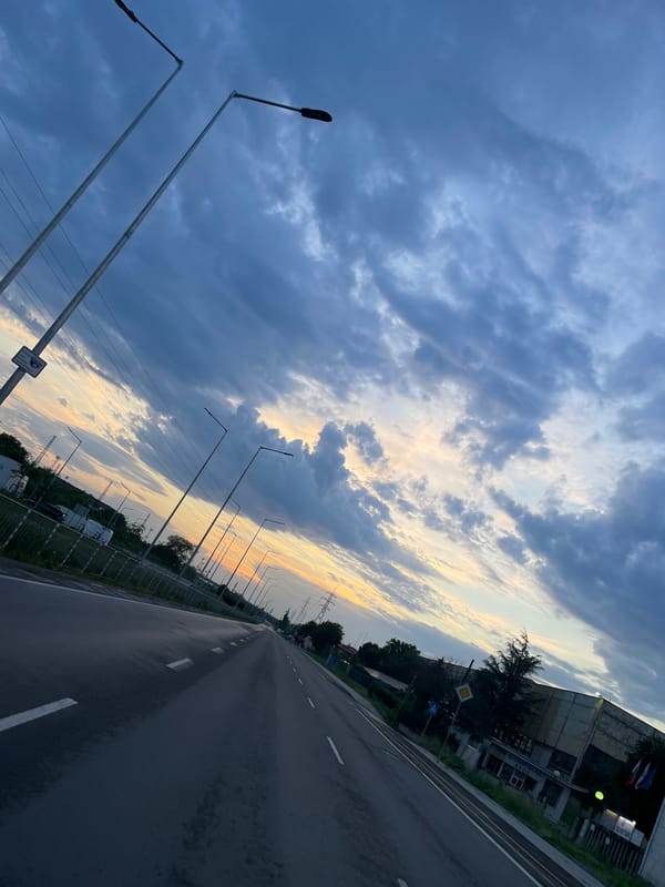 Evening drive through Burgas captured during dramatic sunset