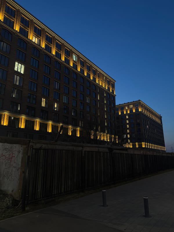Evening scenes across Saint Petersburg include buildings, museum visit