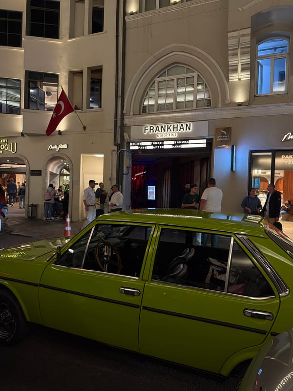 Green vintage car spotted parked in Beyoğlu district