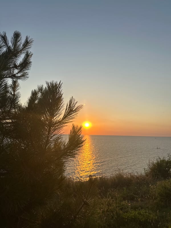 Golden sunset over the Black Sea near Anapa, Russia