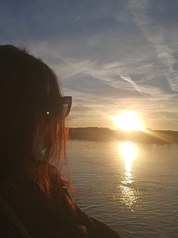Sunset witnessed over Danube River in Ruse, Bulgaria