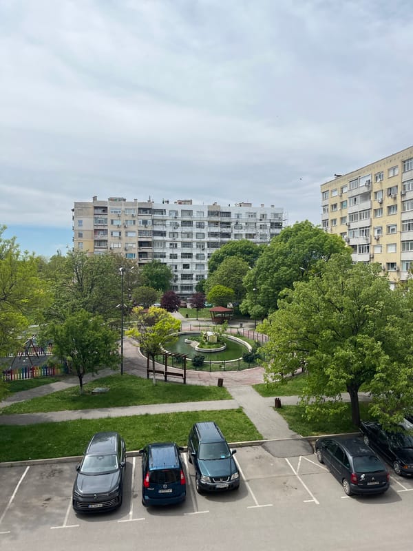 Aerial view captures Nova Zagora residential area with apartments