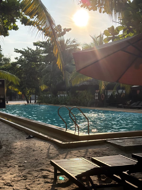 Visitor captures pool and palm scenes at Vietnam heritage area