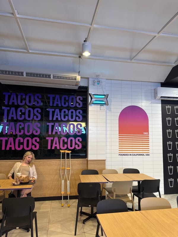 Taco Bell restaurant interior documented in Choeng Thale, Thailand