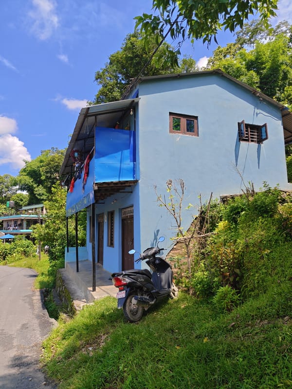 Monsoon morning in Pokhara's green hills, ending with fried rice