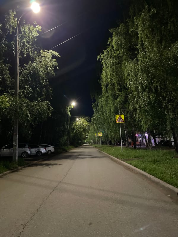 Evening scenes captured across Izhevsk, Russia including cathedral views