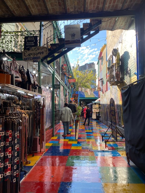 Tourist activity documented at Buenos Aires' colorful Caminito district