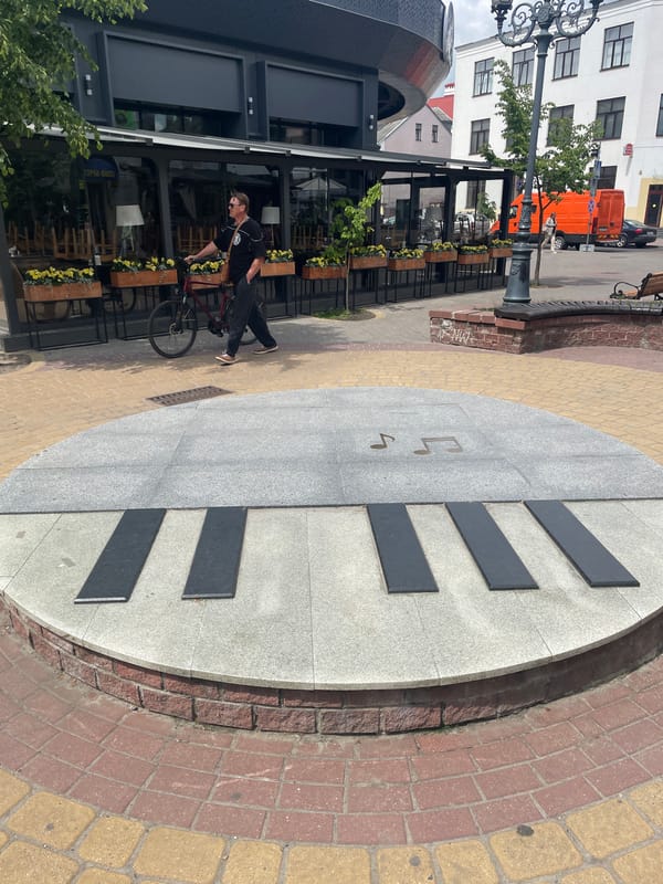 Street art and urban installations documented across Brest, Belarus