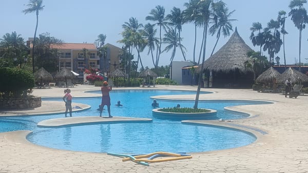 Resort pool activity captured at Playa El Agua Venezuela