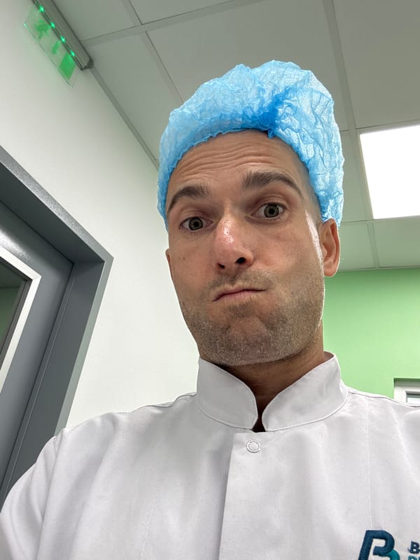 Lab coat selfies from a clean room in Lozen, Bulgaria