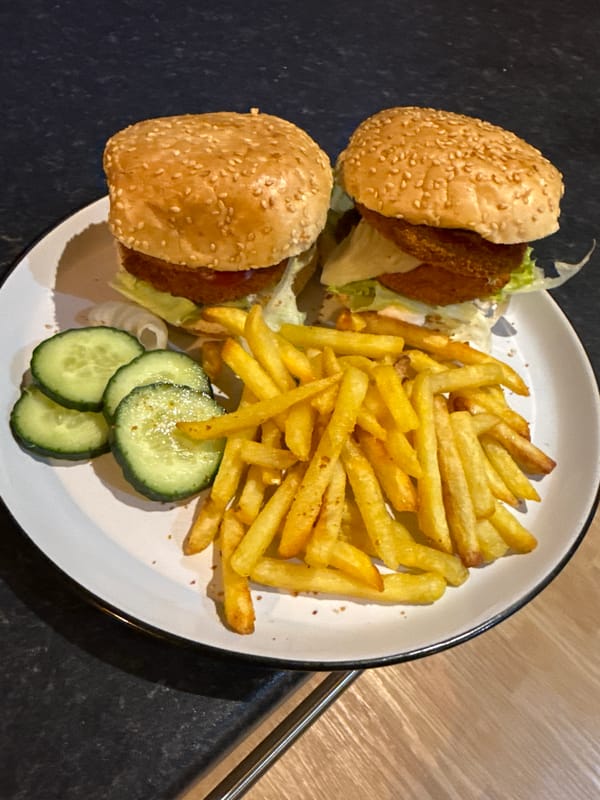 Burger meal documented in Great Yarmouth evening