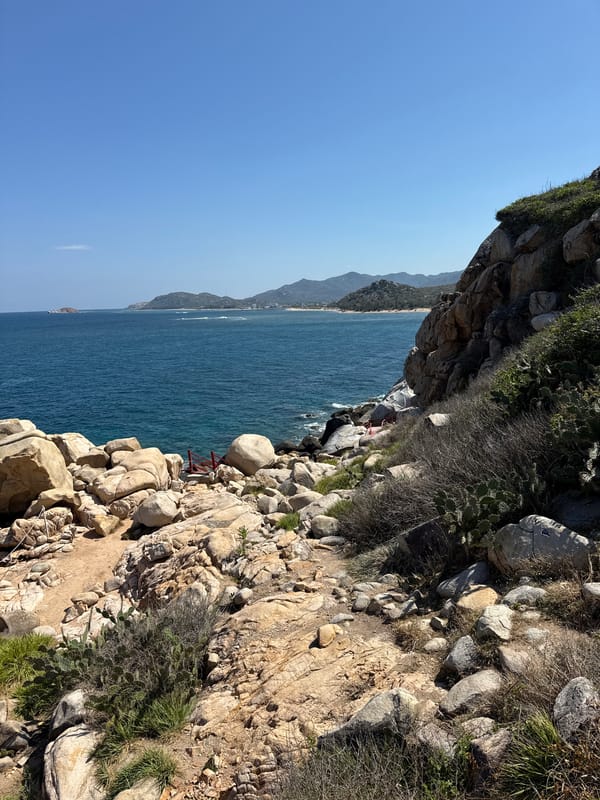 Tourist enjoys scenic morning at Vinh Hai coastal cliffs