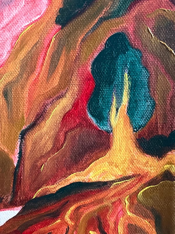 Oil painting with colorful brushstrokes documented by witness