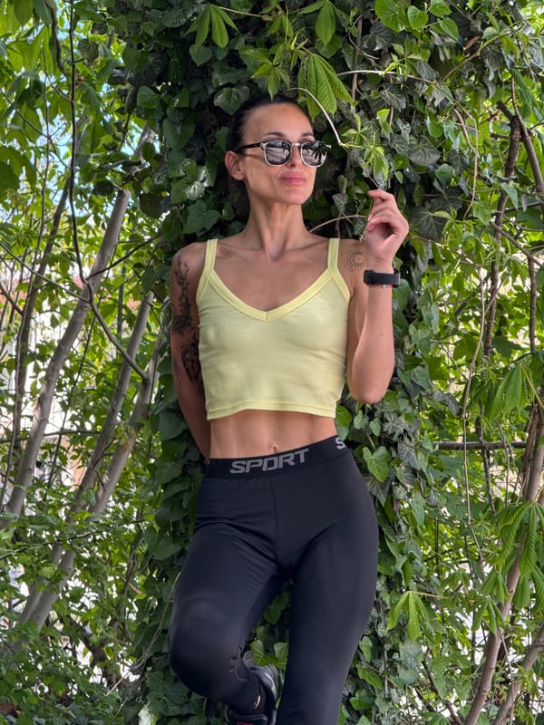 Woman photographed in outdoor settings around Pleven, Bulgaria
