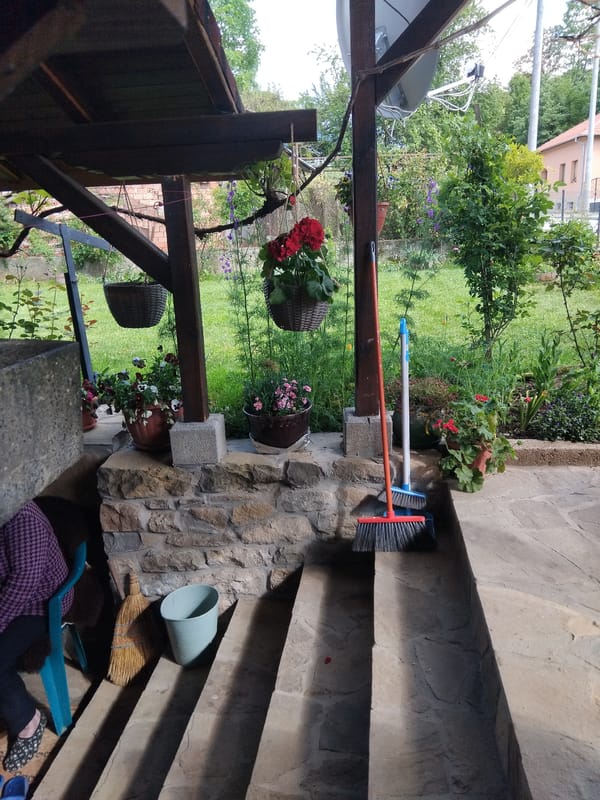 Quiet patio moment captured in Apriltsi, Bulgaria