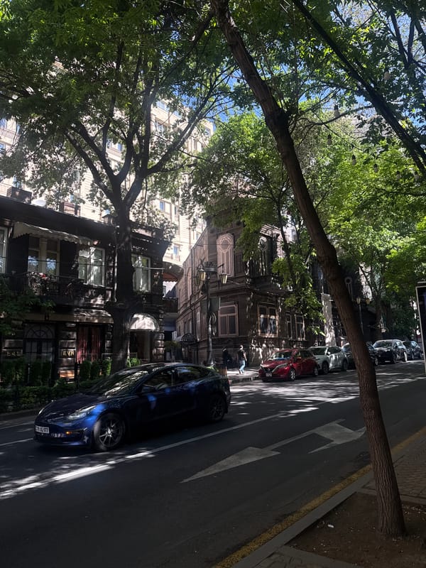 Morning street scene captured in Yerevan, Armenia