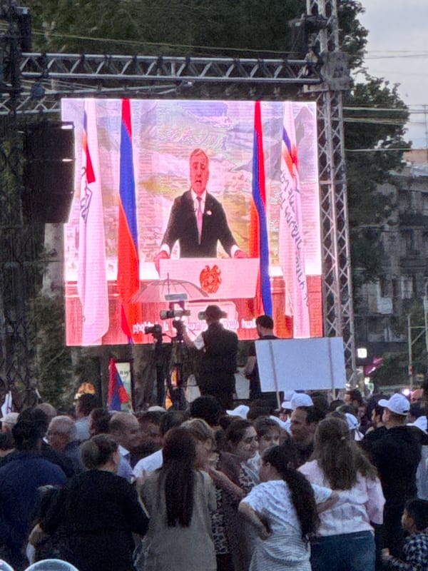 Political rally draws crowd to watch screens in Armenian city