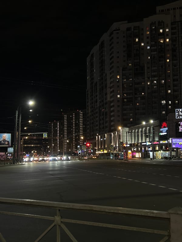 Evening street scenes captured across central Saint Petersburg