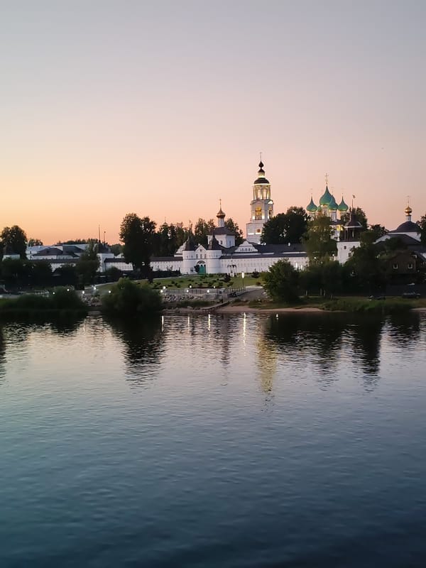 Tolga Monastery and the Volga at golden hour, Yaroslavl