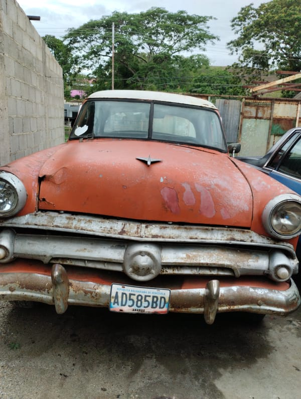 Classic car and motorcycle spotted in Venezuelan town