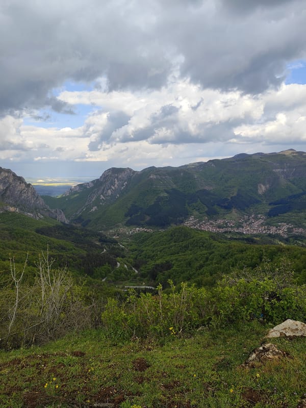 Vratsa mountain landscapes and parked car documented by witness