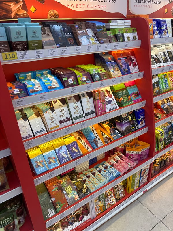 Grocery shopping documented in Kuta Selatan, Indonesia store displays