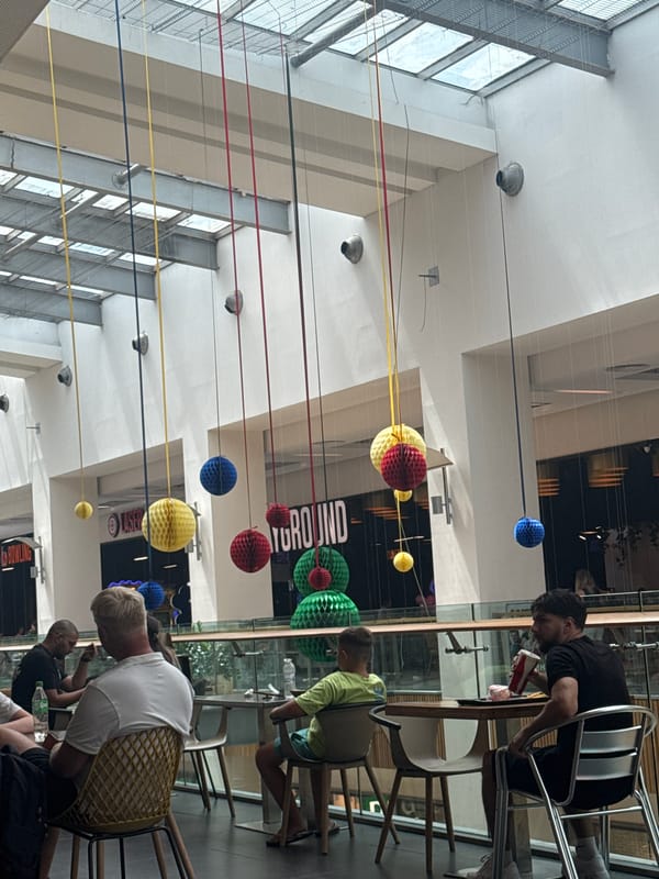 Bright, airy shopping mall interior in Varna, Bulgaria
