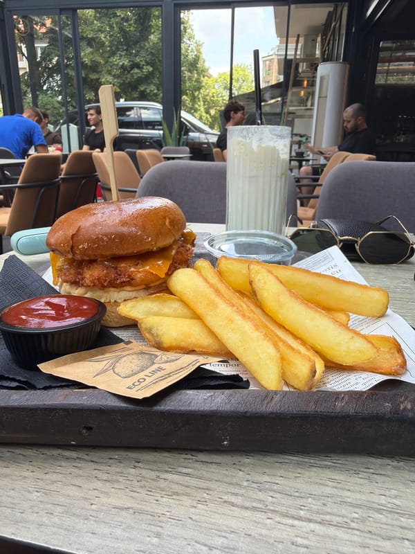 Burgers and chocolate pancakes at a Plovdiv cafe