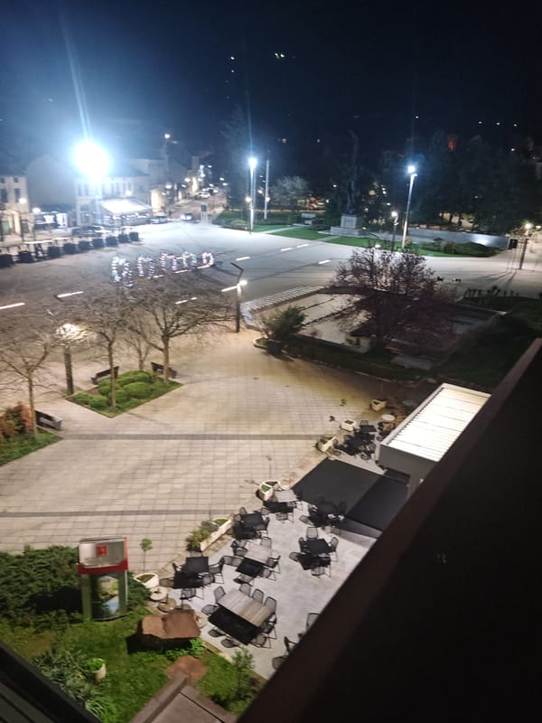 Nighttime documentation of Hristo Botev Square in Vratsa, Bulgaria