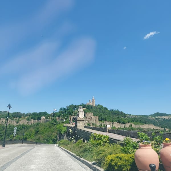 Tourist visits medieval Tsarevets fortress in Veliko Tarnovo, Bulgaria