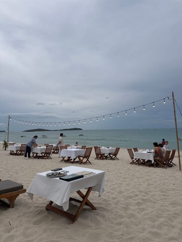 Overcast resort morning on Ko Samui's beachfront